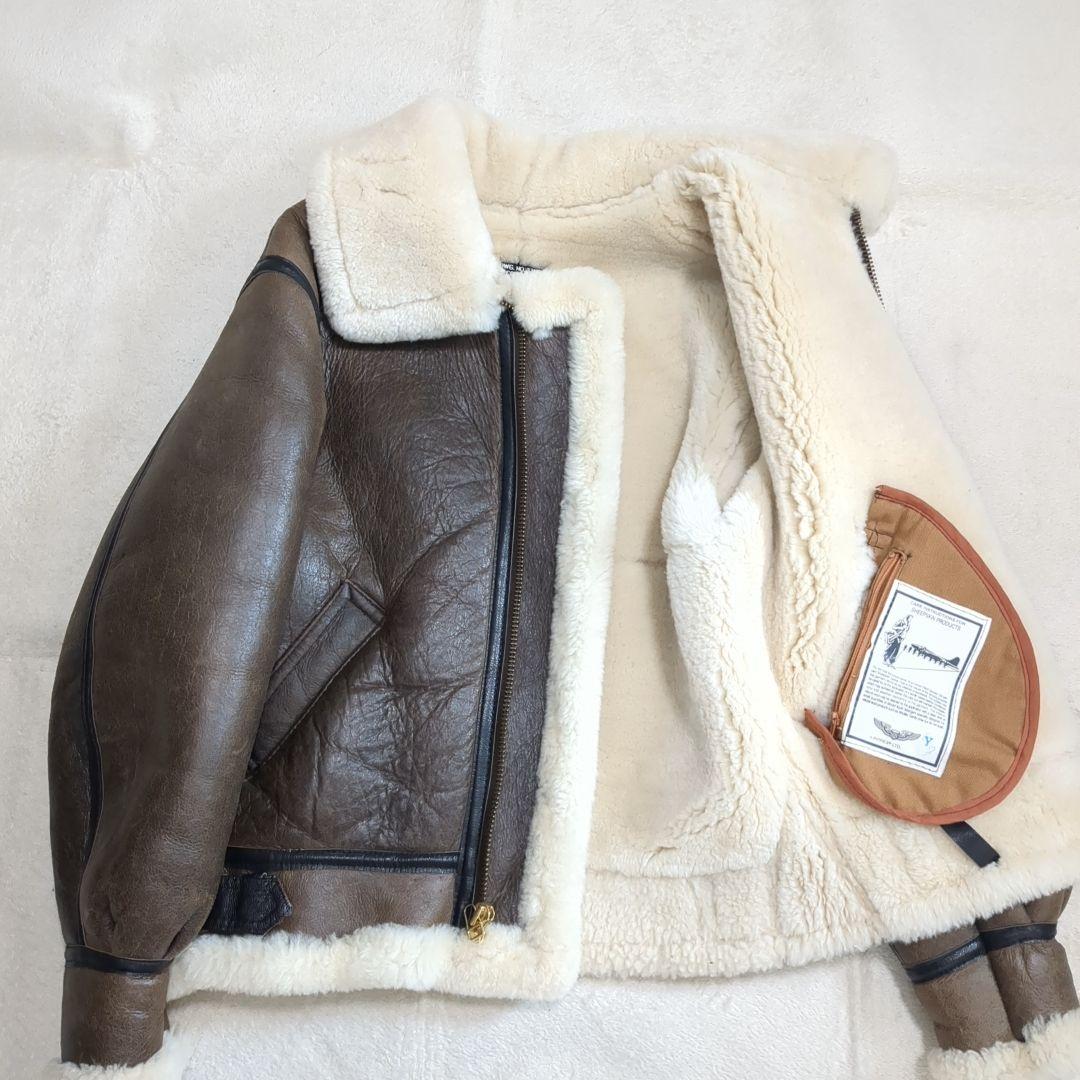 美品 AVIREX B-3 フライトジャケット ムートン ブラウン 34サイズ