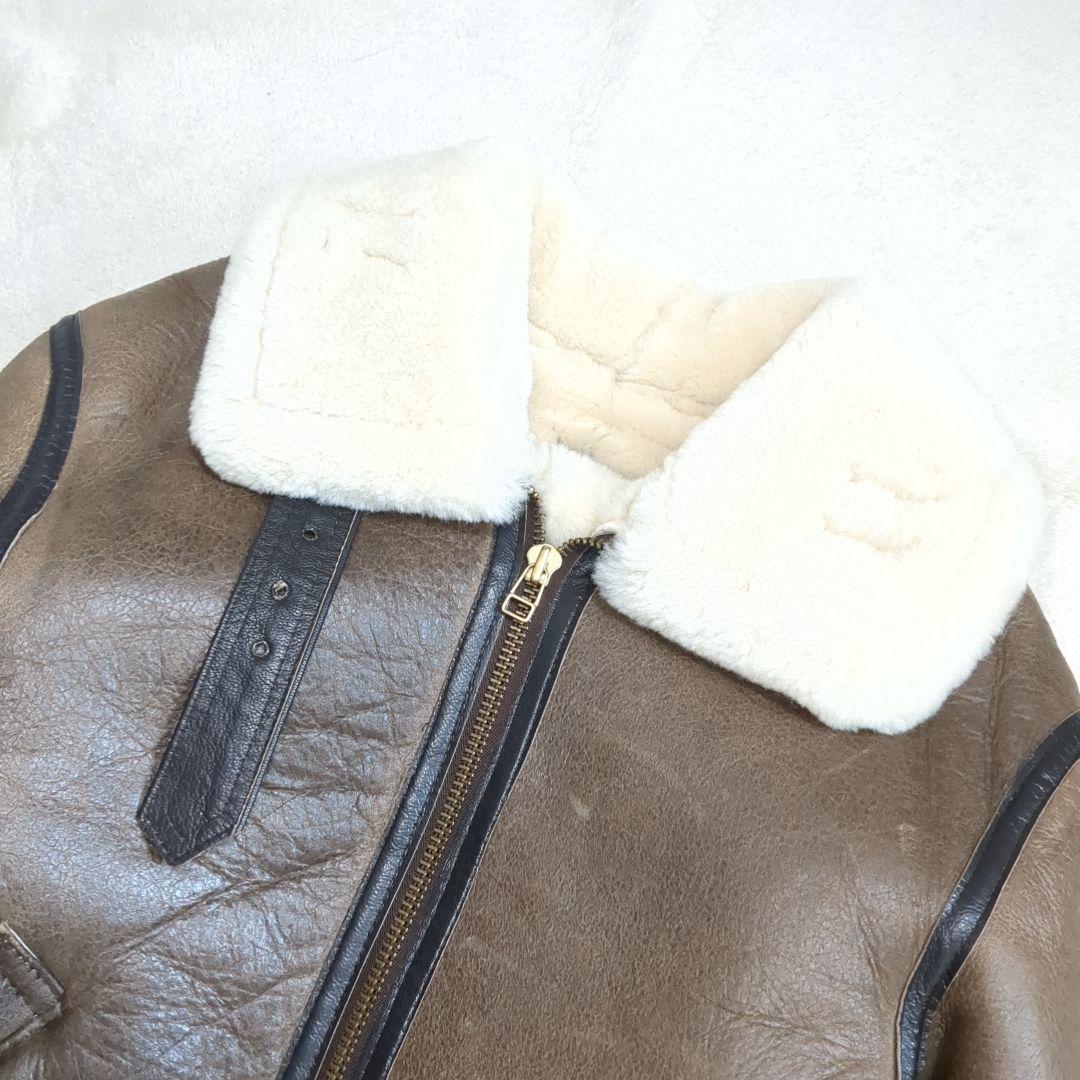 美品 AVIREX B-3 フライトジャケット ムートン ブラウン 34サイズ