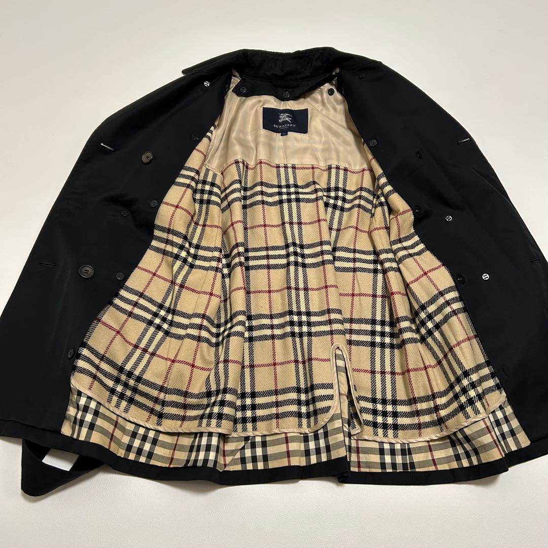 バーバリーブラックレーベル トレンチコート ノバチェック ベルト完備 黒 36