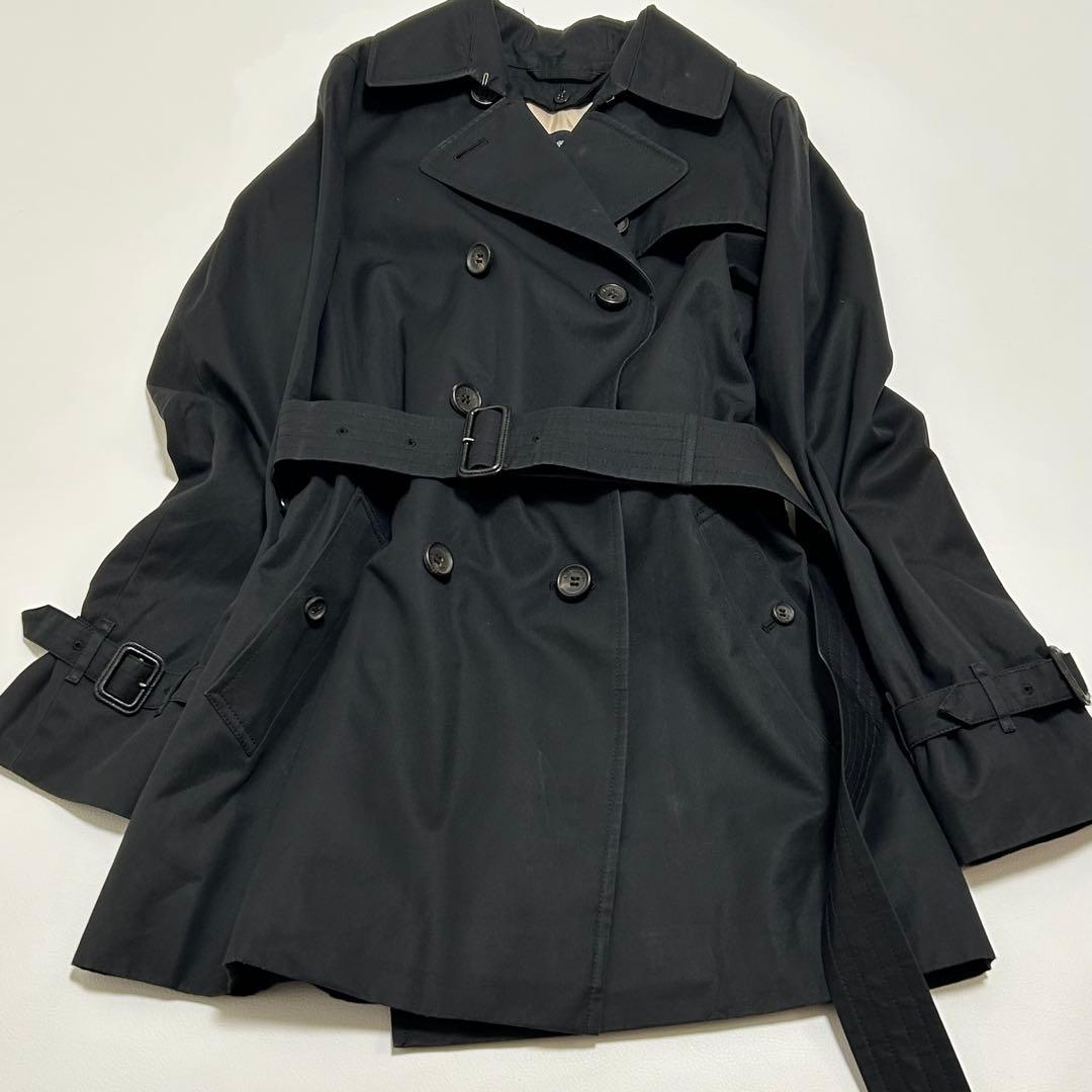 バーバリーブラックレーベル トレンチコート ノバチェック ベルト完備 黒 36