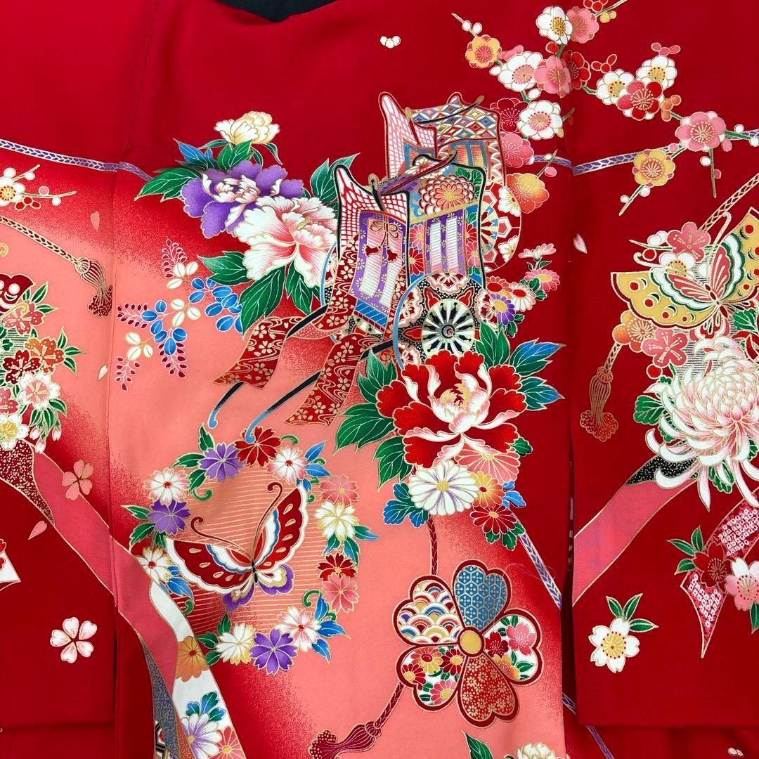 新品☆正絹産着（お祝着）特選生地京友禅工芸染古典四季花祝い御所花車熨斗に鴛鴦文