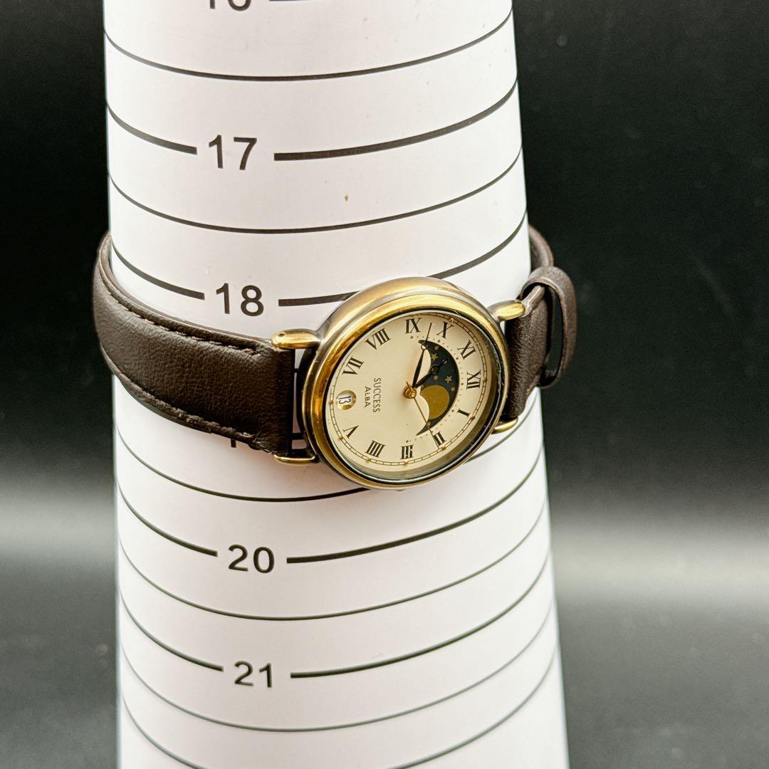 【稼働品】ALBA SUCCESS ムーンフェイズ クォーツ レディース 腕時計