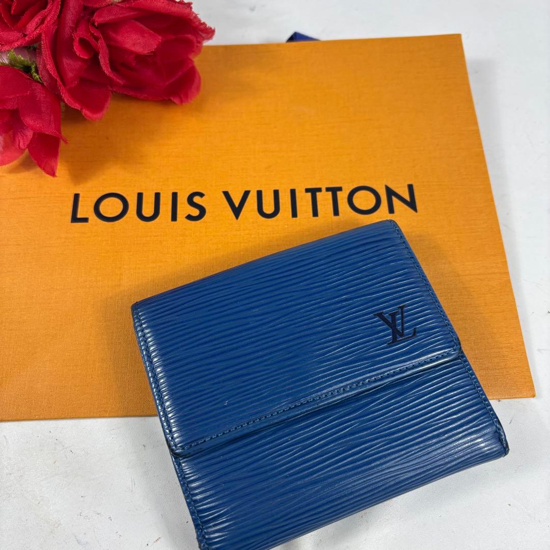 ルイヴィトン　エピ　Wホック　ポルトビエカルトクレディ　三つ折り財布　ブルー