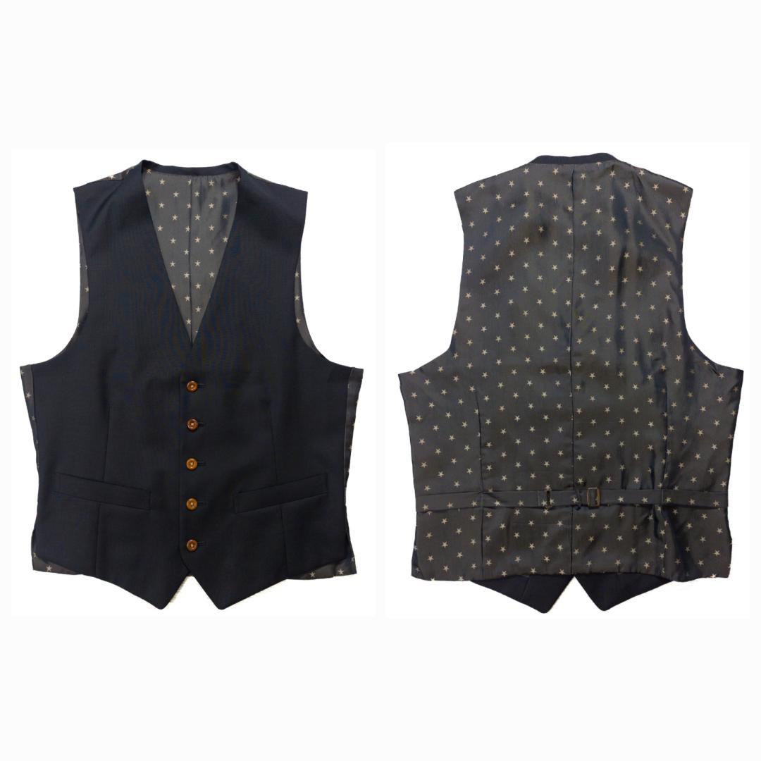 【極美品】MB スリーピーススーツ 黒 ブラック ウール100 日本製 裏地星柄