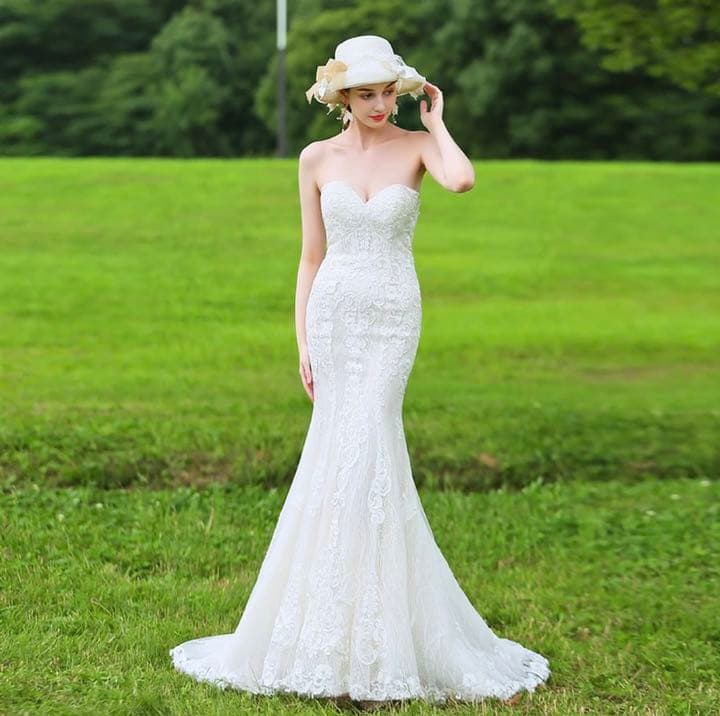 【　:)　】ウェディングドレス　総レース　マーメイド