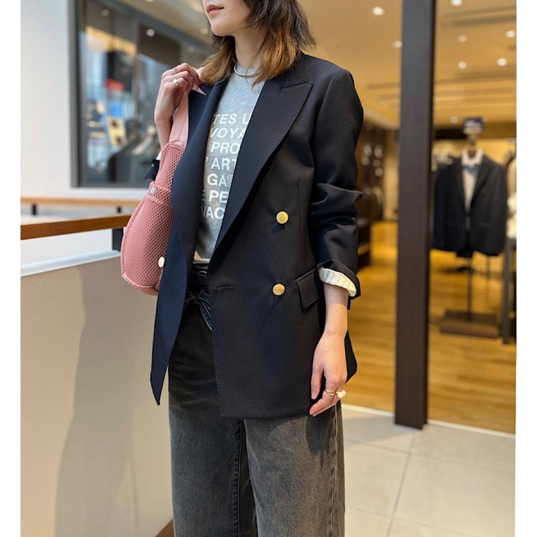 美品 SHIPS 25SS ウール ギャバ ダブル ブレザー 38 金ボタン