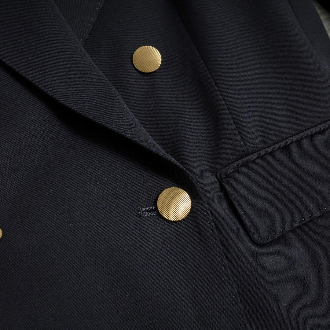 美品 SHIPS 25SS ウール ギャバ ダブル ブレザー 38 金ボタン