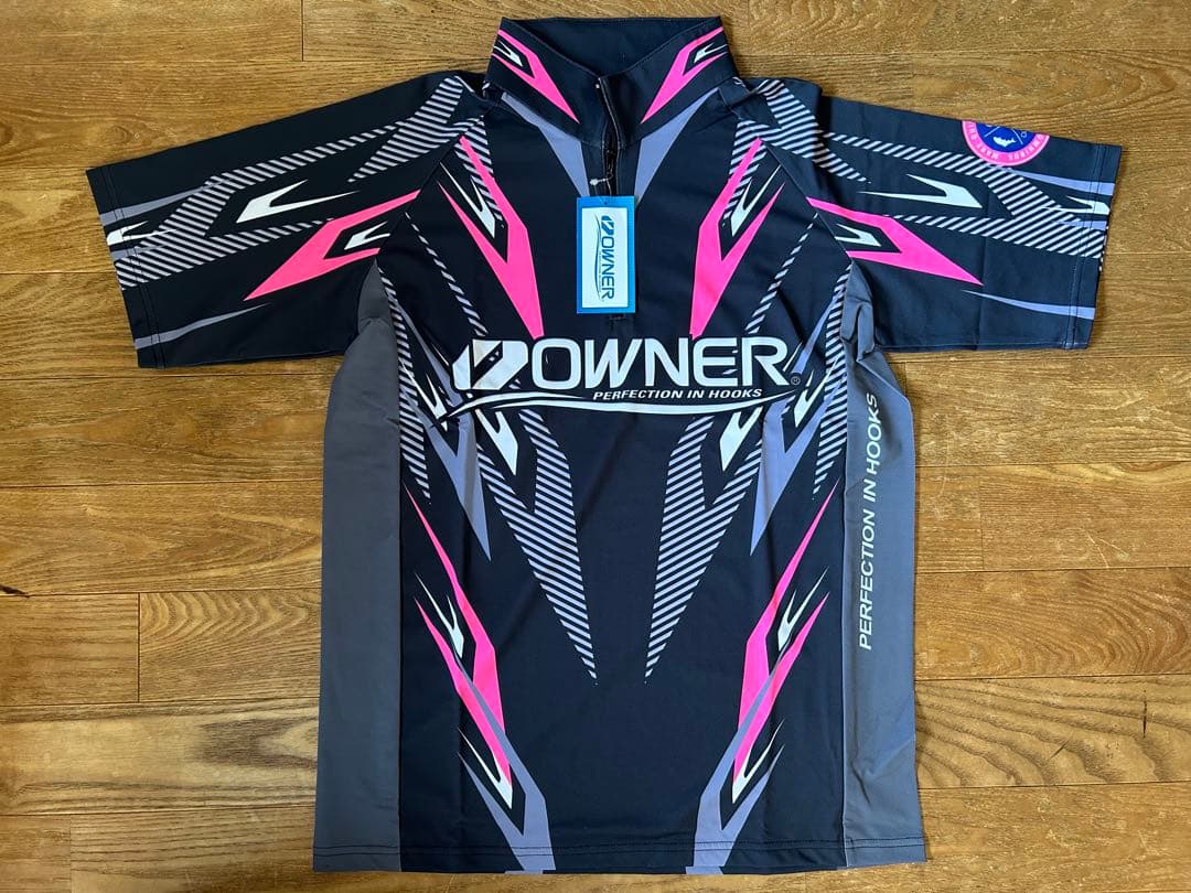 OWNER 半袖ストレッチシャツ Lブラック/ピンク