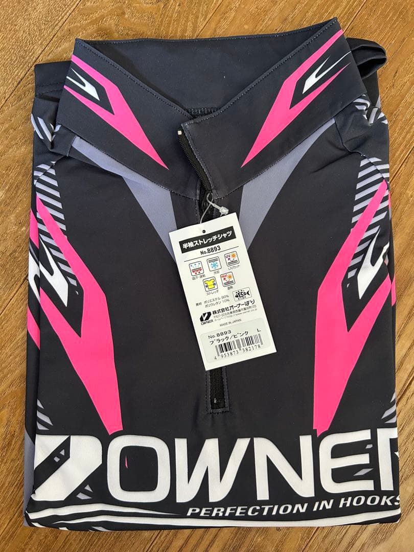 OWNER 半袖ストレッチシャツ Lブラック/ピンク