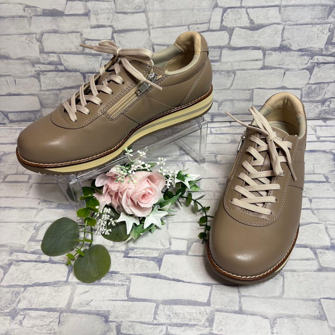 未使用級 アサヒ メディカルウォーク サイドジップ レザー ウォーキングシューズ