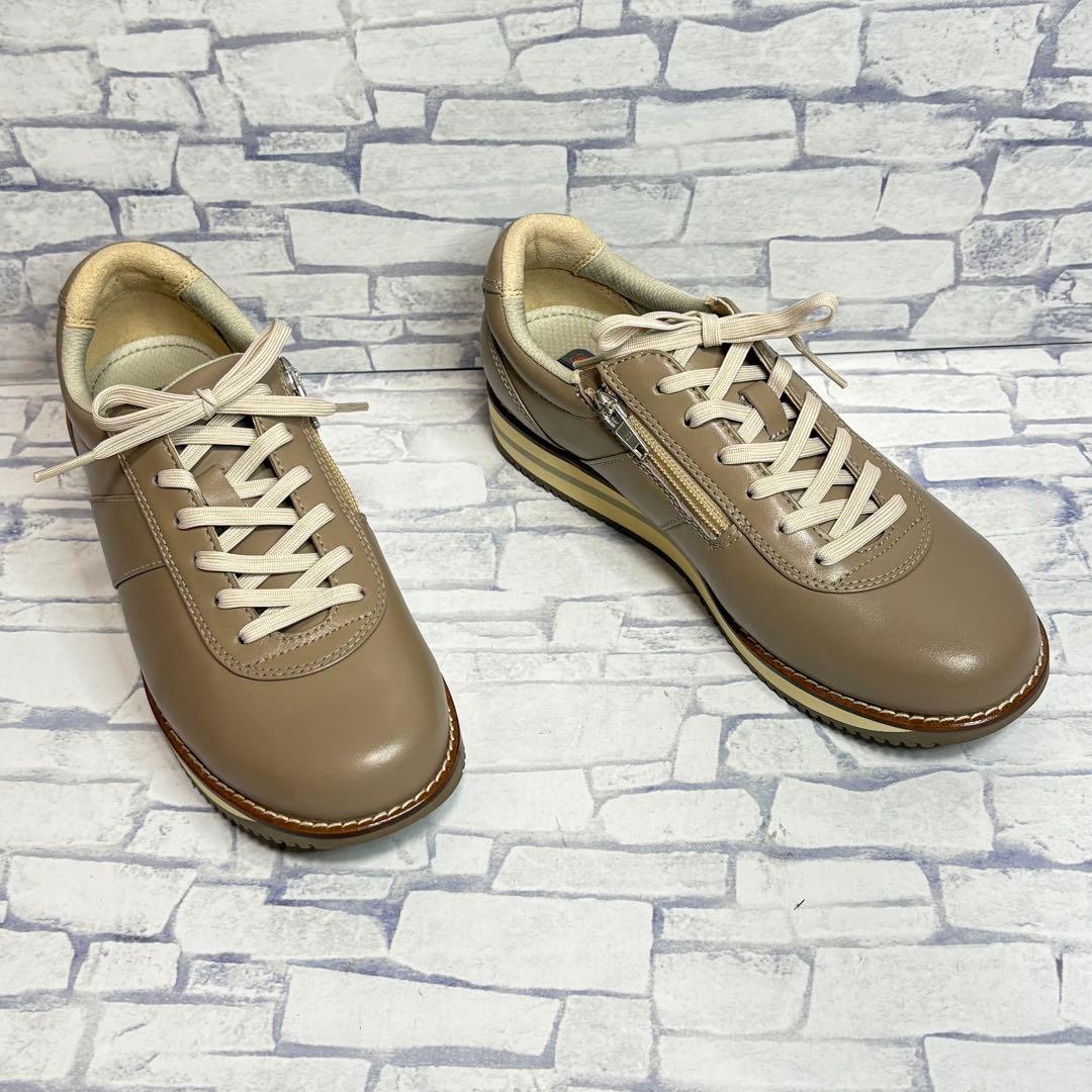 未使用級 アサヒ メディカルウォーク サイドジップ レザー ウォーキングシューズ