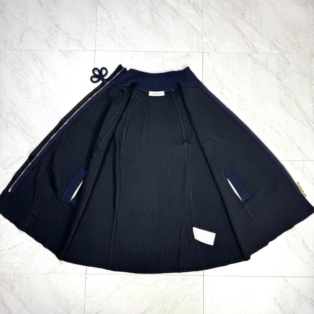 未使用に近い ヴァレンティノ ウール ダブルジップ ケープ ポンチョ チャイナ