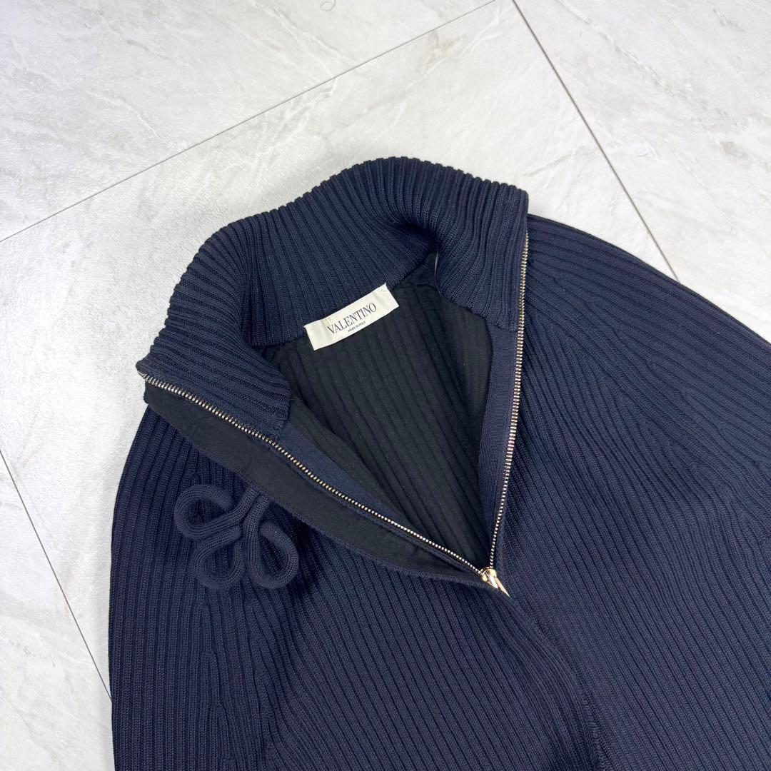 未使用に近い ヴァレンティノ ウール ダブルジップ ケープ ポンチョ チャイナ