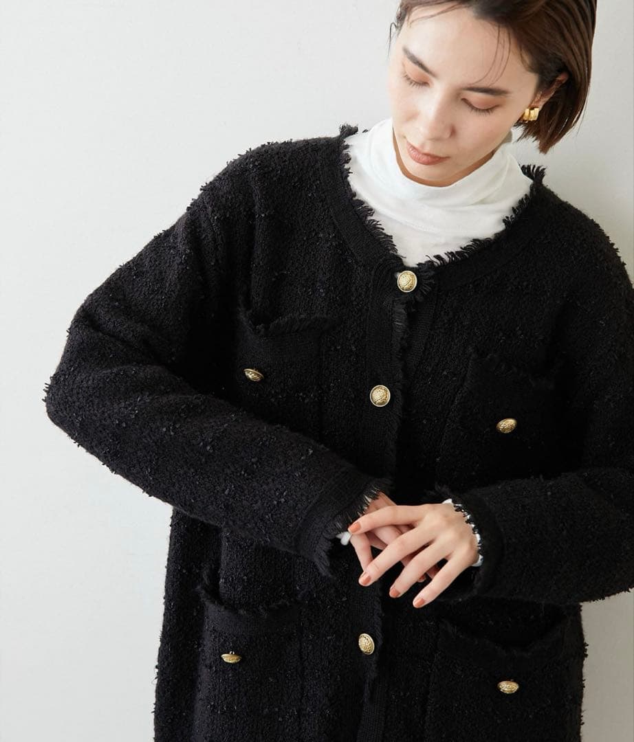 Whim Gazette ウィムガゼット ツイードニットジャケット