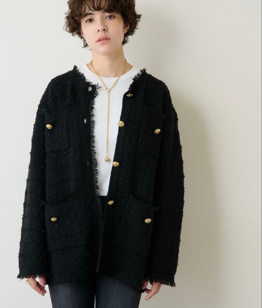 Whim Gazette ウィムガゼット ツイードニットジャケット