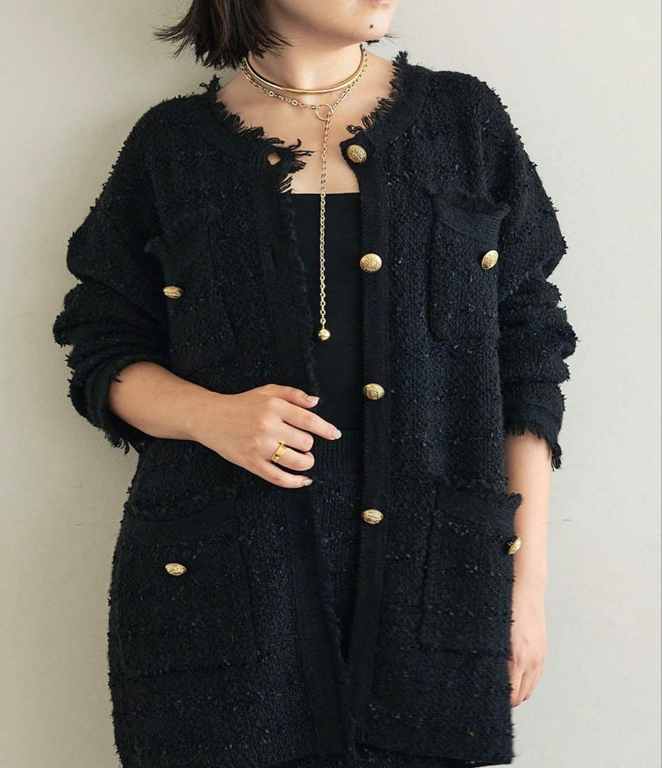 Whim Gazette ウィムガゼット ツイードニットジャケット