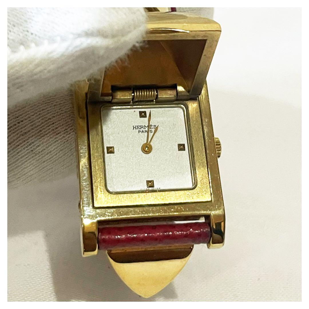 エルメス クォーツ ホワイト文字盤 メドール 腕時計 白文字盤 稼働品