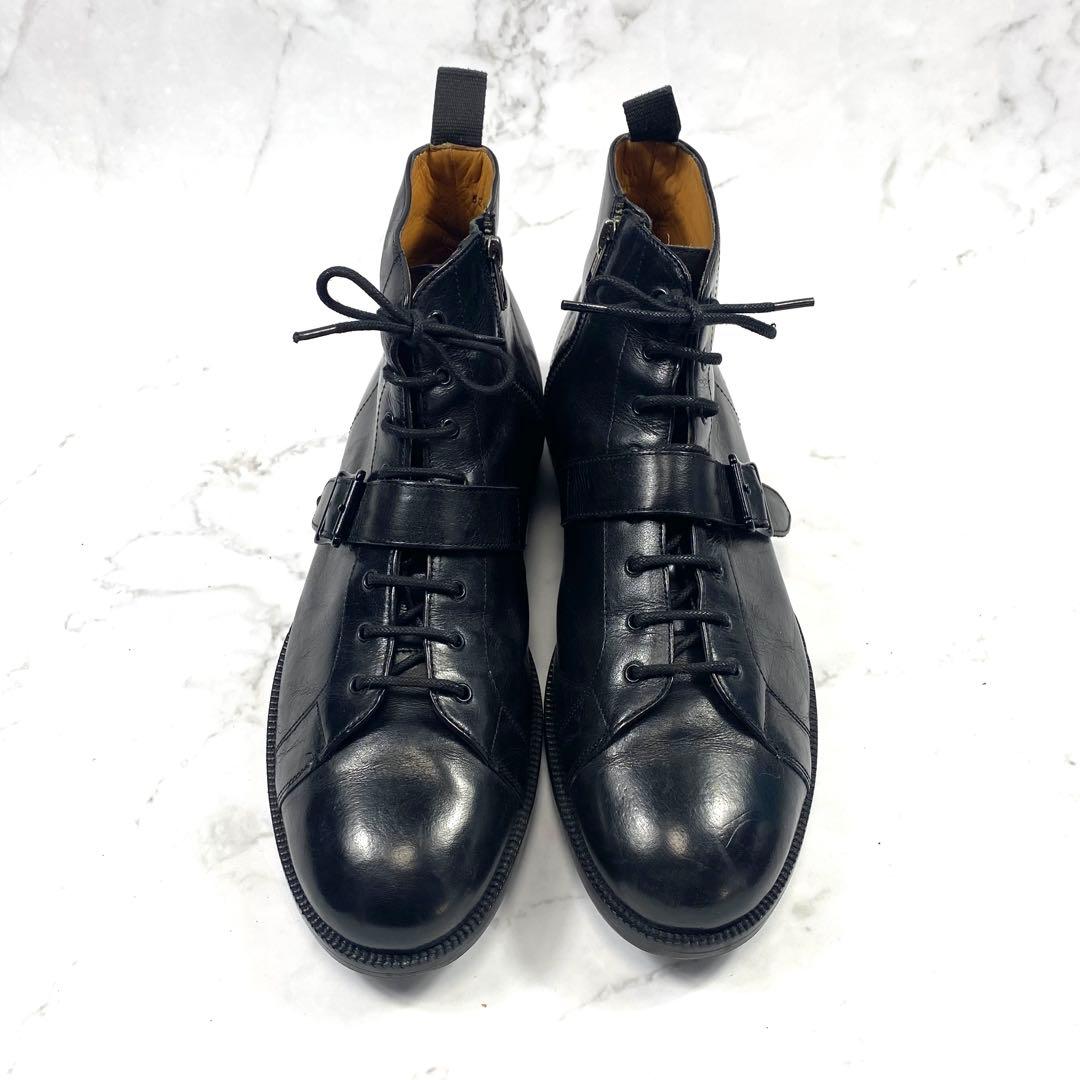 【美品】alfredoBANNISTER ベルトデザイン ワークブーツ 黒 43