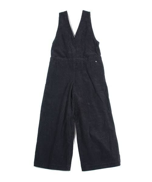 45R☆コットンウールコーデュロイのサロペット/ブラック♪