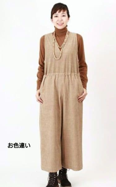 45R☆コットンウールコーデュロイのサロペット/ブラック♪