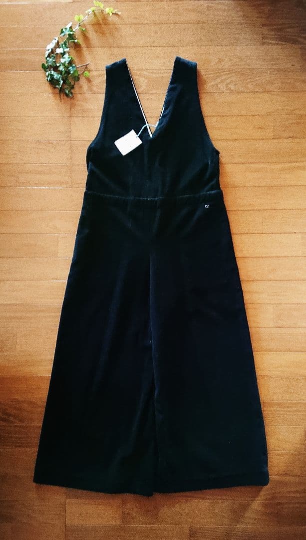 45R☆コットンウールコーデュロイのサロペット/ブラック♪