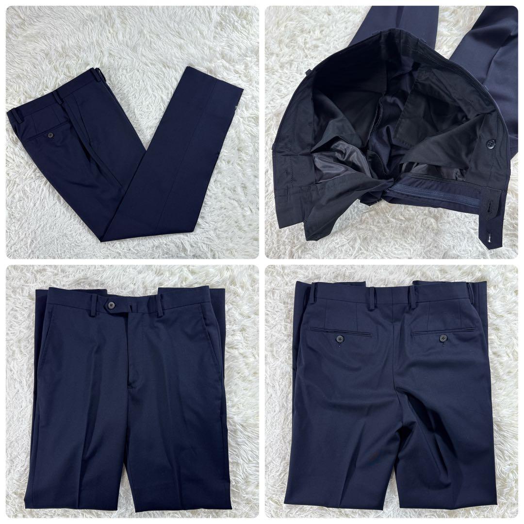 【イタリア生地】オンリー レダ スリーピーススーツ 無地 ネイビー 170Y