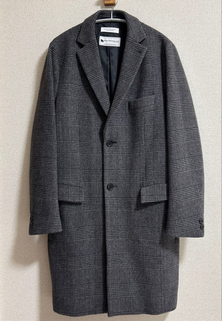 定価37400円！BEAUTY&YOUTH チェスターコート グレンチェック L