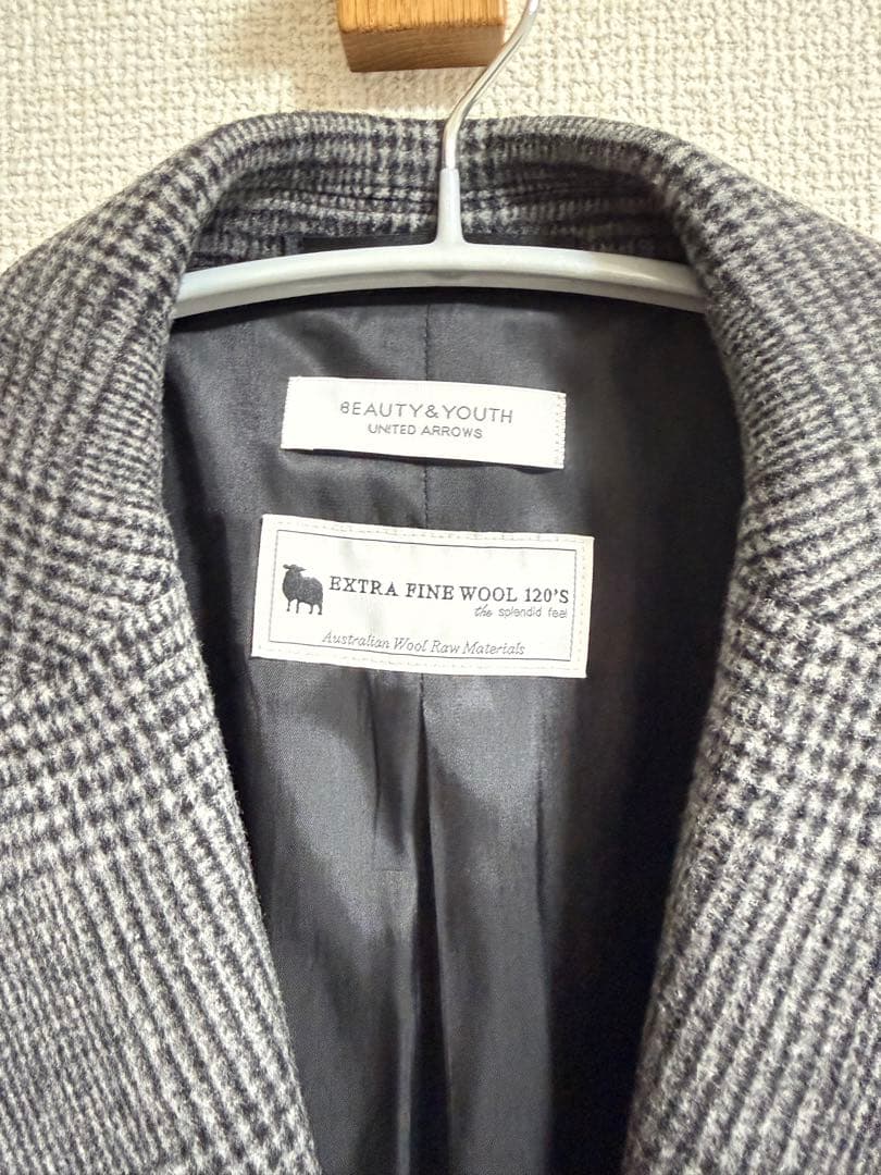 定価37400円！BEAUTY&YOUTH チェスターコート グレンチェック L