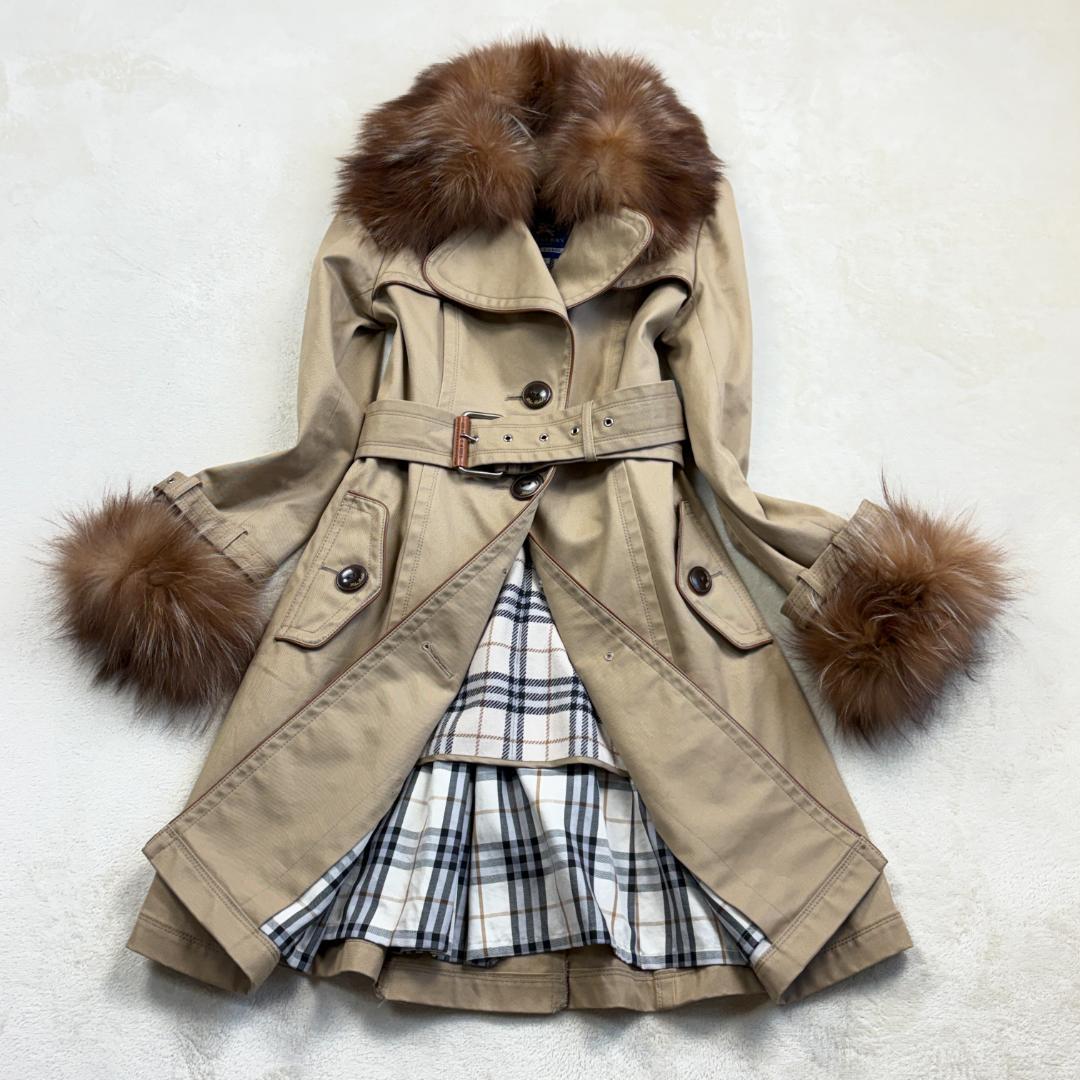 【ほぼ未使用】バーバリー ブルーレーベル トレンチコート ライナー ファー 38