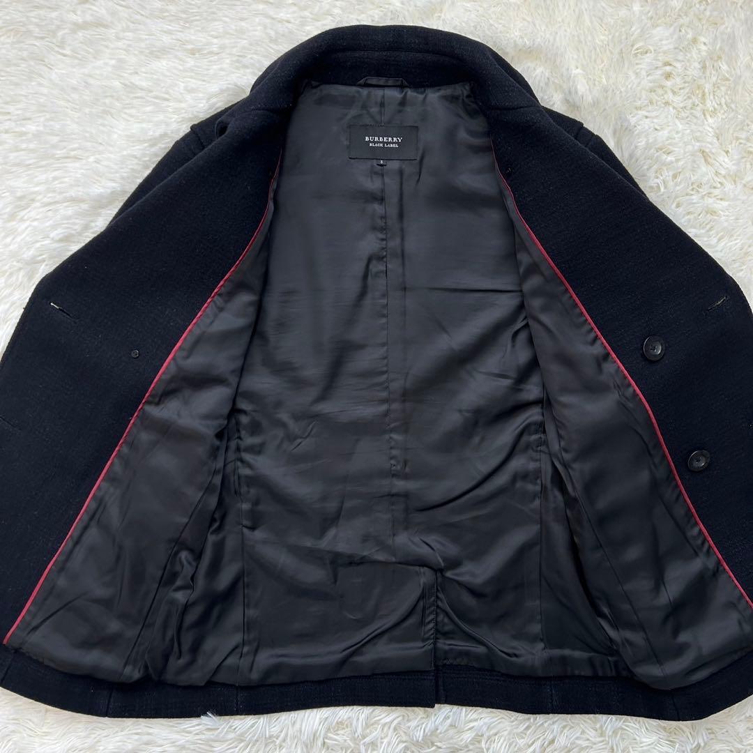 【美品/S】バーバリー ブラックレーベル ピーコート ウールコート 濃紺 メンズ
