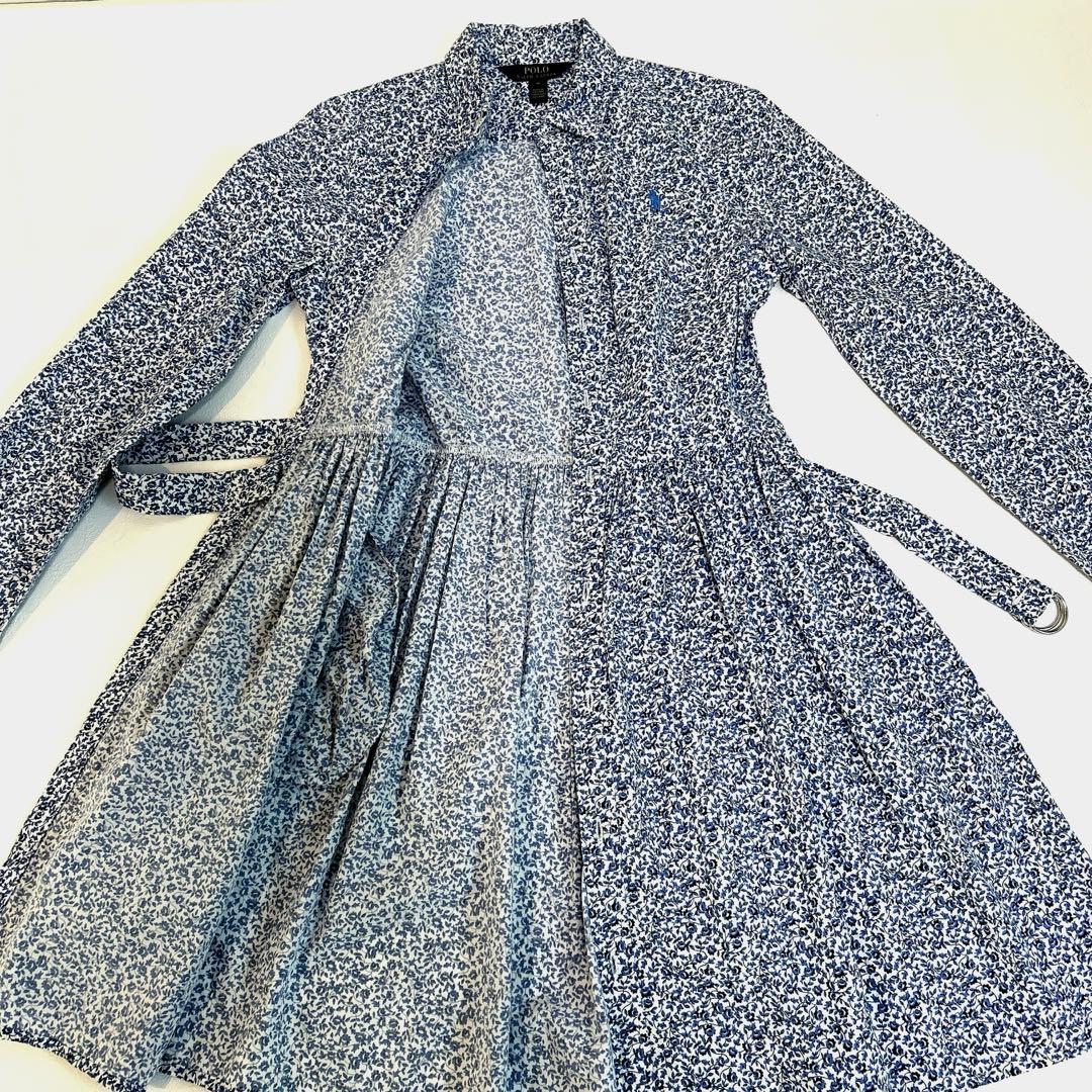 【極美品】　ポロラルフローレン　シャツワンピース 150cm 花柄　長袖