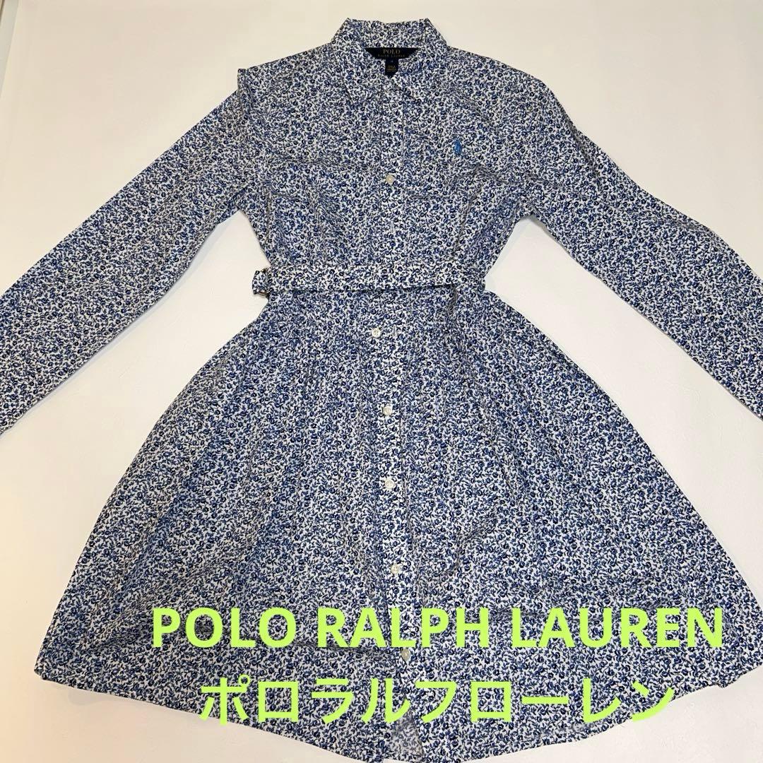【極美品】　ポロラルフローレン　シャツワンピース 150cm 花柄　長袖
