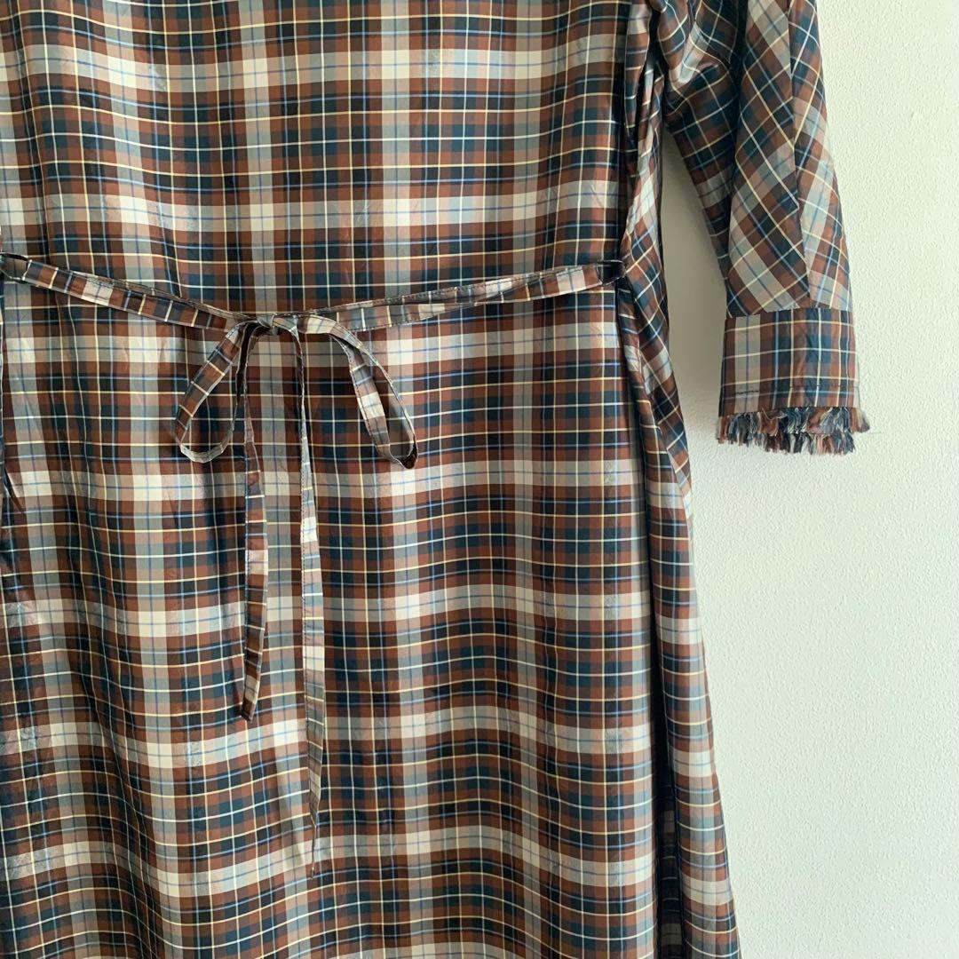 45rpm シルクワンピース　ブラウン　ドルマンスリーブ　七分袖　日本製