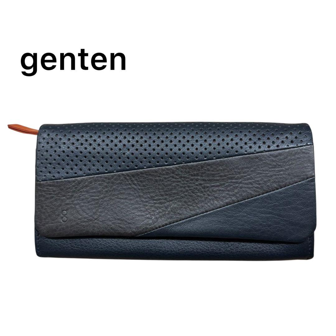 【未使用保管品】　genten ゲンテン　yaku 長財布　ネイビー　ブラック