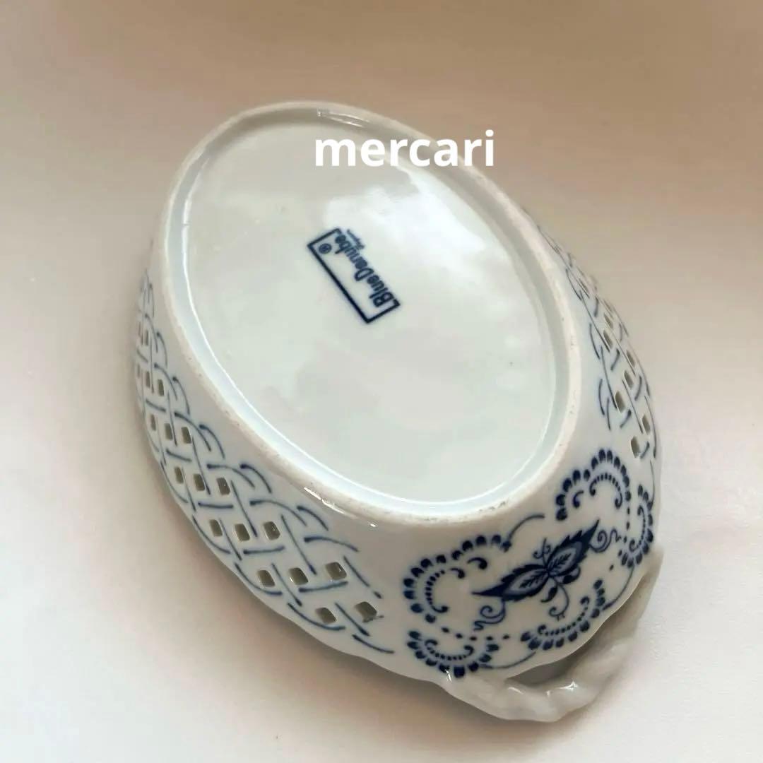 ブルーダニューブ BlueDanube持ち手付透かしレースバスケット皿　5客揃い