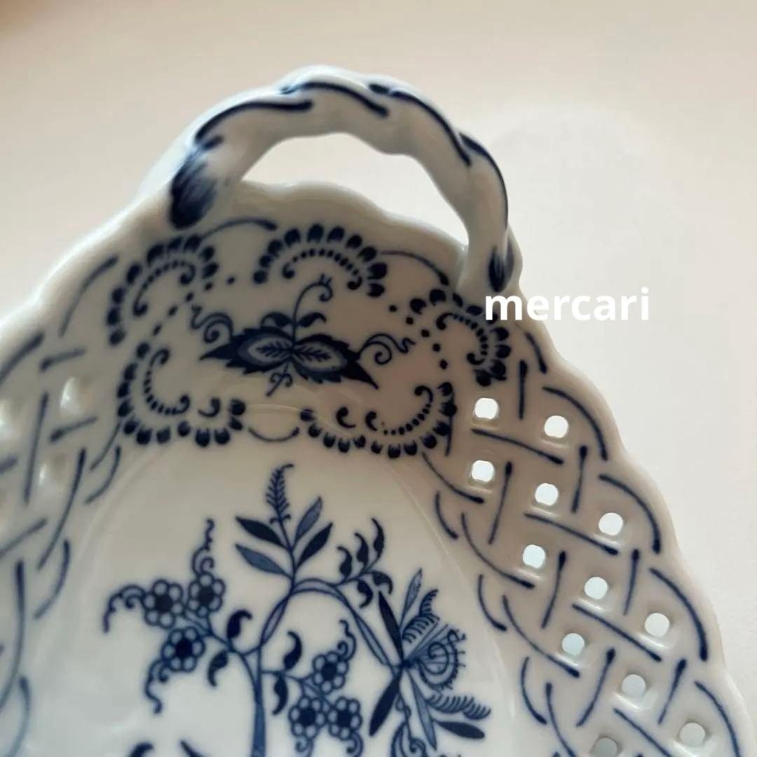 ブルーダニューブ BlueDanube持ち手付透かしレースバスケット皿　5客揃い