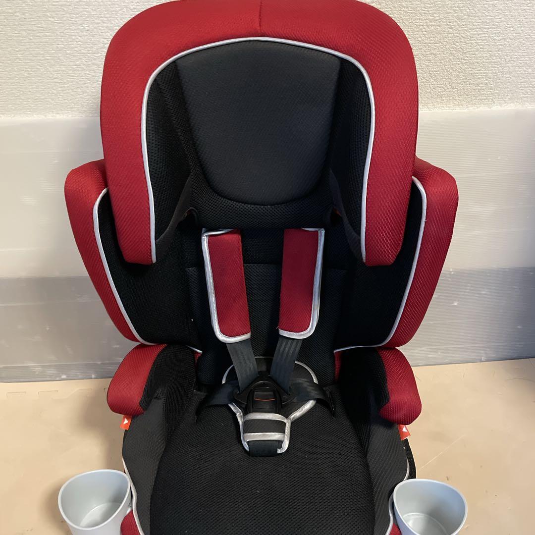 Aprica ジュニアシート 赤/黒 カップホルダー付き