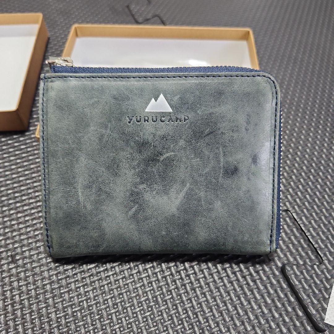 ゆるキャン リン イメージ本革ミドルウォレット ネイビー