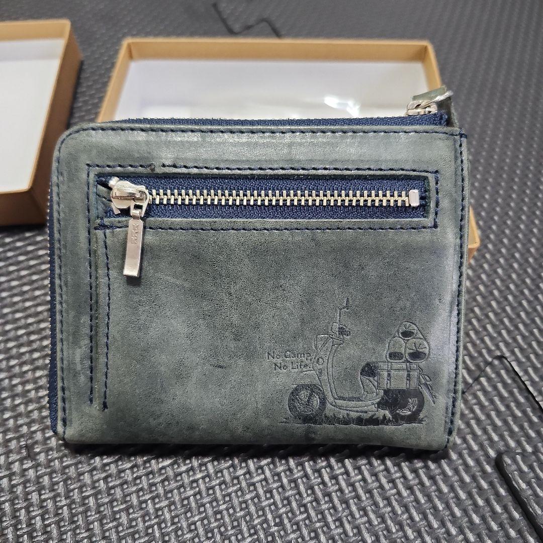 ゆるキャン リン イメージ本革ミドルウォレット ネイビー