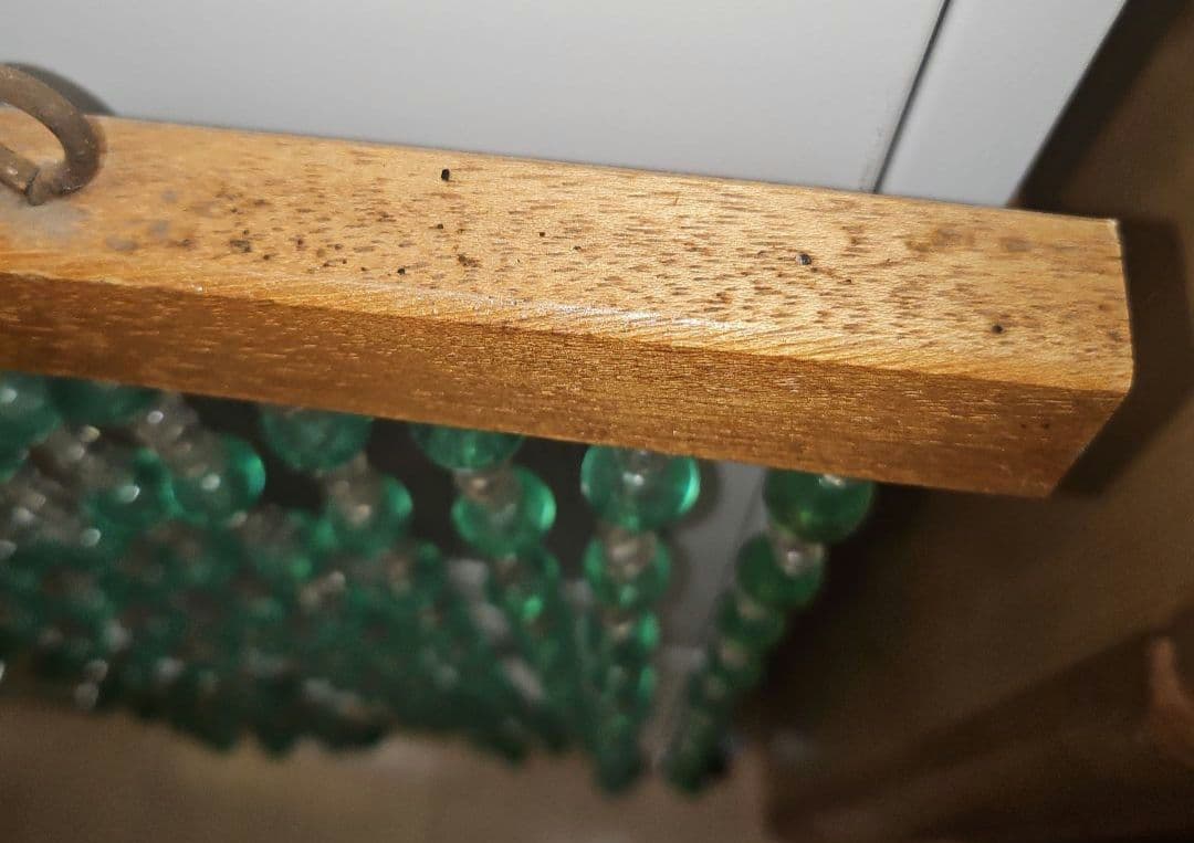 昭和レトロ　ビーズのれん　レトロポップ　玉暖簾　当時物　緑色　珠暖簾　グリーン