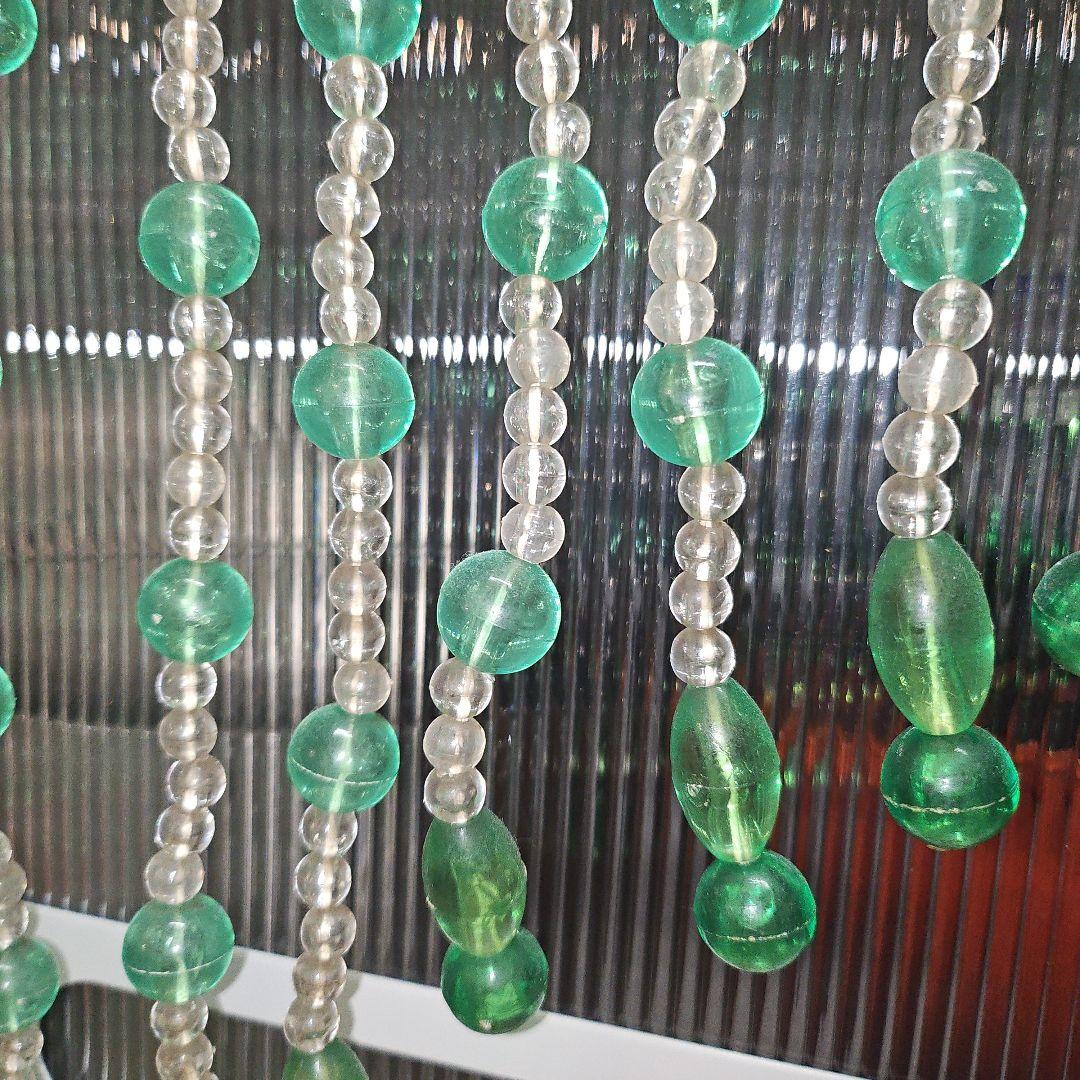 昭和レトロ　ビーズのれん　レトロポップ　玉暖簾　当時物　緑色　珠暖簾　グリーン