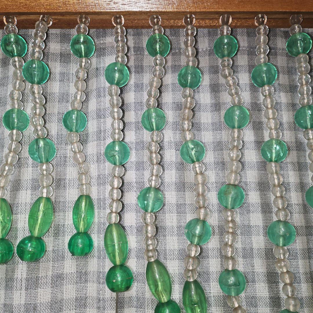 昭和レトロ　ビーズのれん　レトロポップ　玉暖簾　当時物　緑色　珠暖簾　グリーン