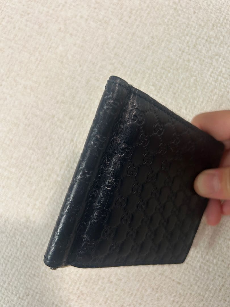 GUCCI ネイビー レザー マネークリップ
