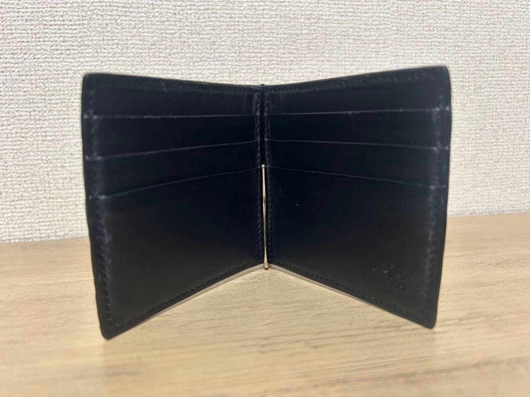 GUCCI ネイビー レザー マネークリップ