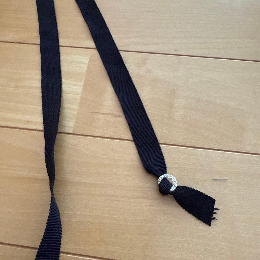 未使用　chisaki ストローハット ブラックリボン