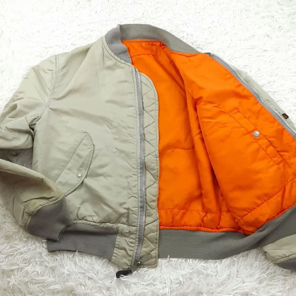 希少90s◎ALPHA アルファ MA-1 シルバー USA製 ヴィンテージ