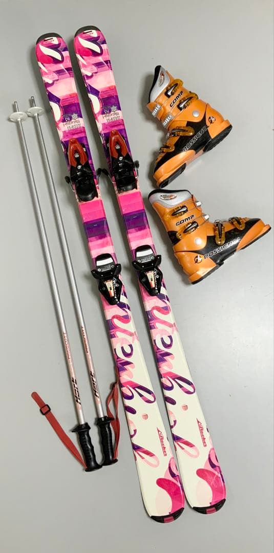 カービングスキー 4点セット　KAZAMA 板145cm／靴24-24.5cm