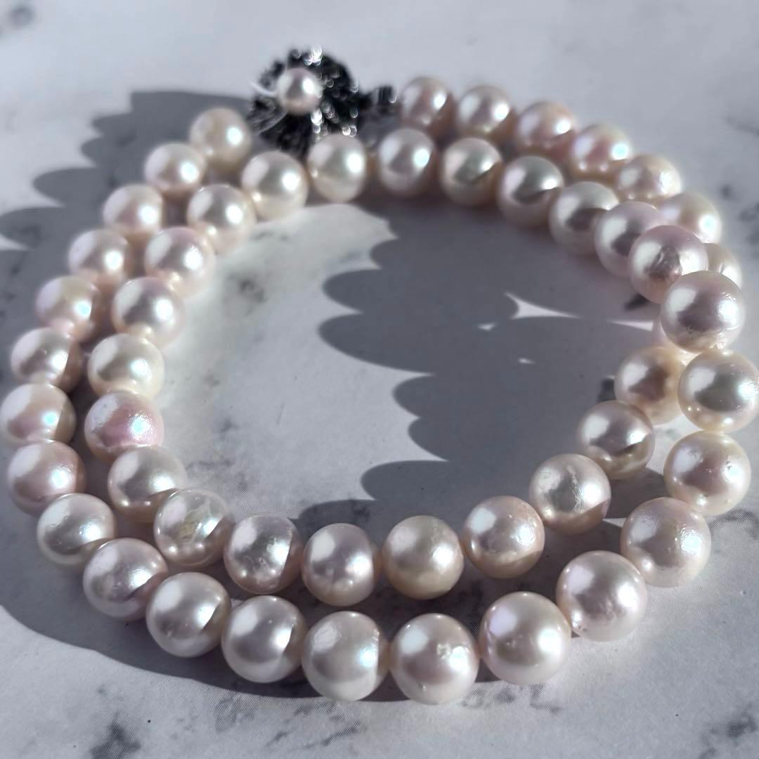 艶良✨干渉色◯ 大珠8.5mmあこや本真珠 パールネックレス　冠婚葬祭　SV刻印