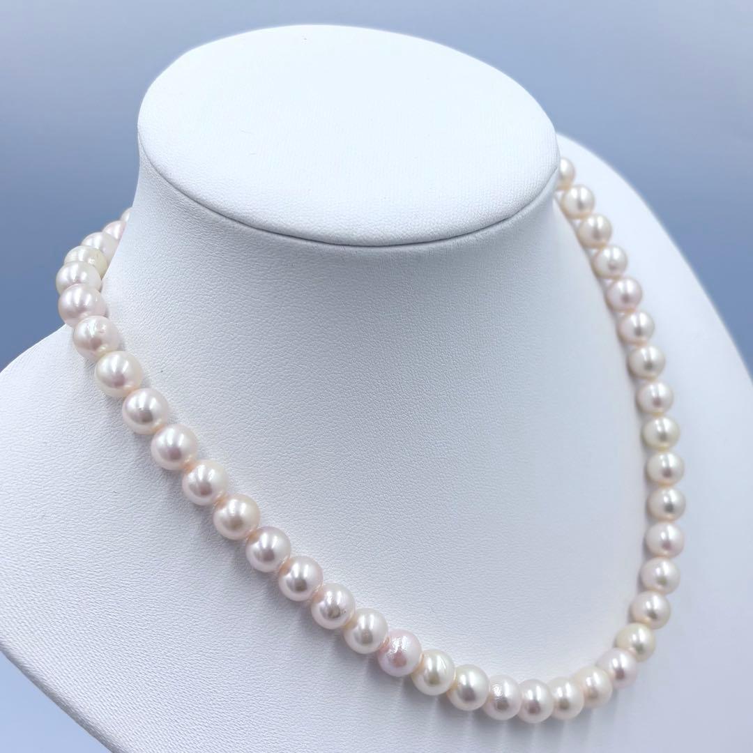 艶良✨干渉色◯ 大珠8.5mmあこや本真珠 パールネックレス　冠婚葬祭　SV刻印