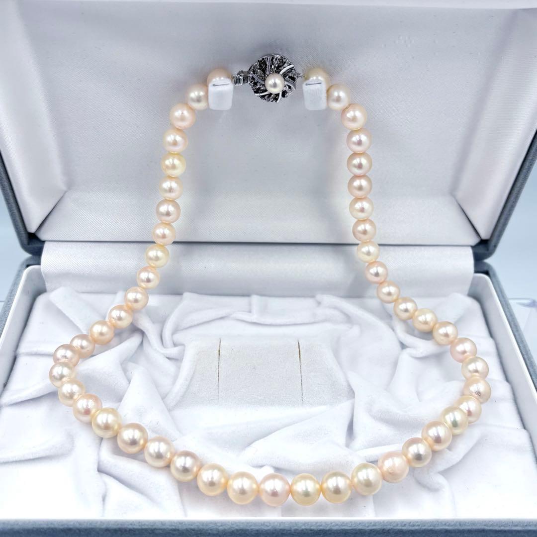 艶良✨干渉色◯ 大珠8.5mmあこや本真珠 パールネックレス　冠婚葬祭　SV刻印